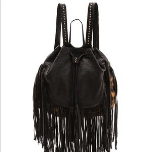 Cleobella Gita Fringe Leather/Cheetah Backpack